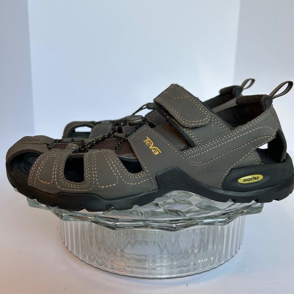 Teva Mens Sandal Fisherman Style Hook & Loop Adjustable Gray Size 10 - Picture 1 of 8